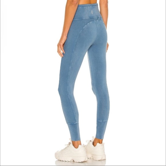 Free People Movement Hot Shots Cotton Jersey Pants Woman Medium Apres Blue - Picture 6 of 15